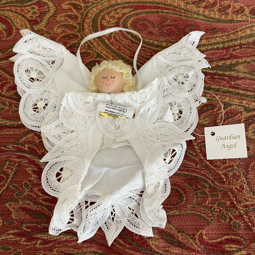 Vintage White Lace Guardian Angel Ornament